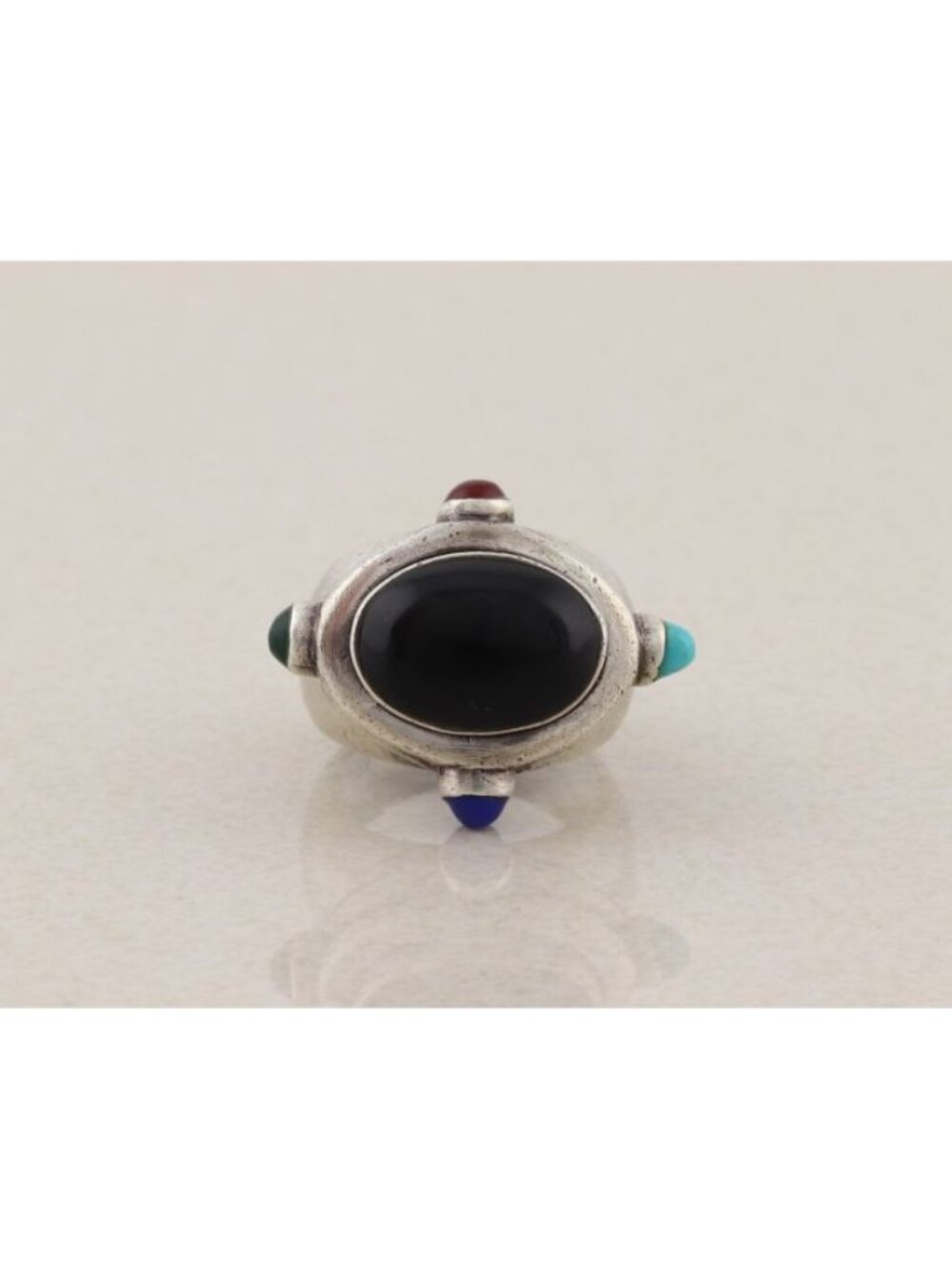 Sterling Silver Onyx Ring Size 5 3/4 Vintage Chunky Ring